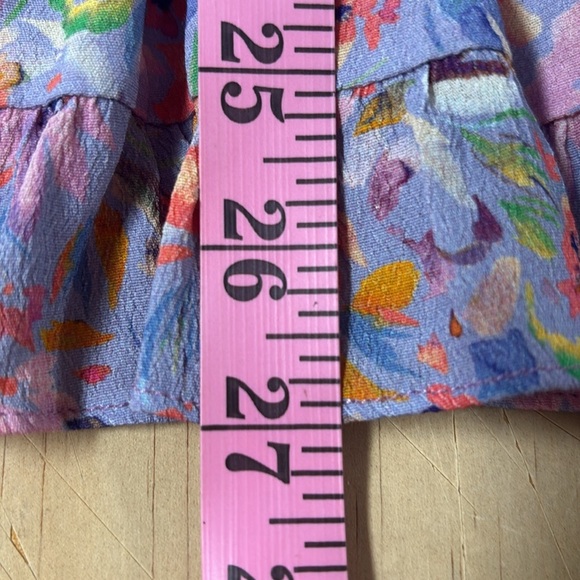 Olivaceous Tiered Dress W/Blue Background W/Flowers Size Junior Medium - Picture 9 of 11